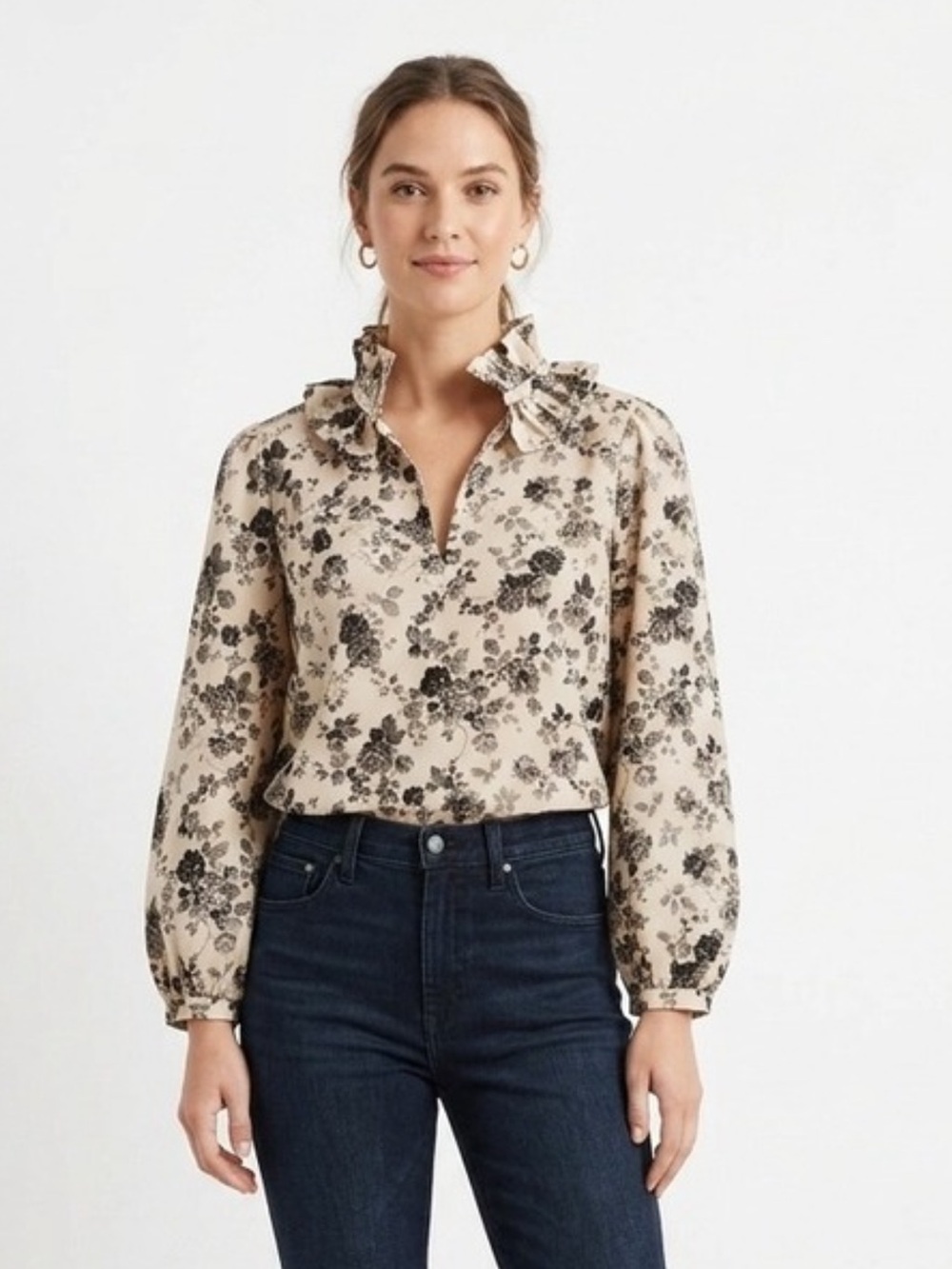 Tuckernuck faded roses blouse NWT